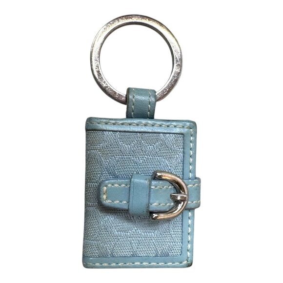Vintage Coach Y2k Mini Picture Frame Bag Charm Key Chain Blue On Blue Rare READ - Picture 1 of 7